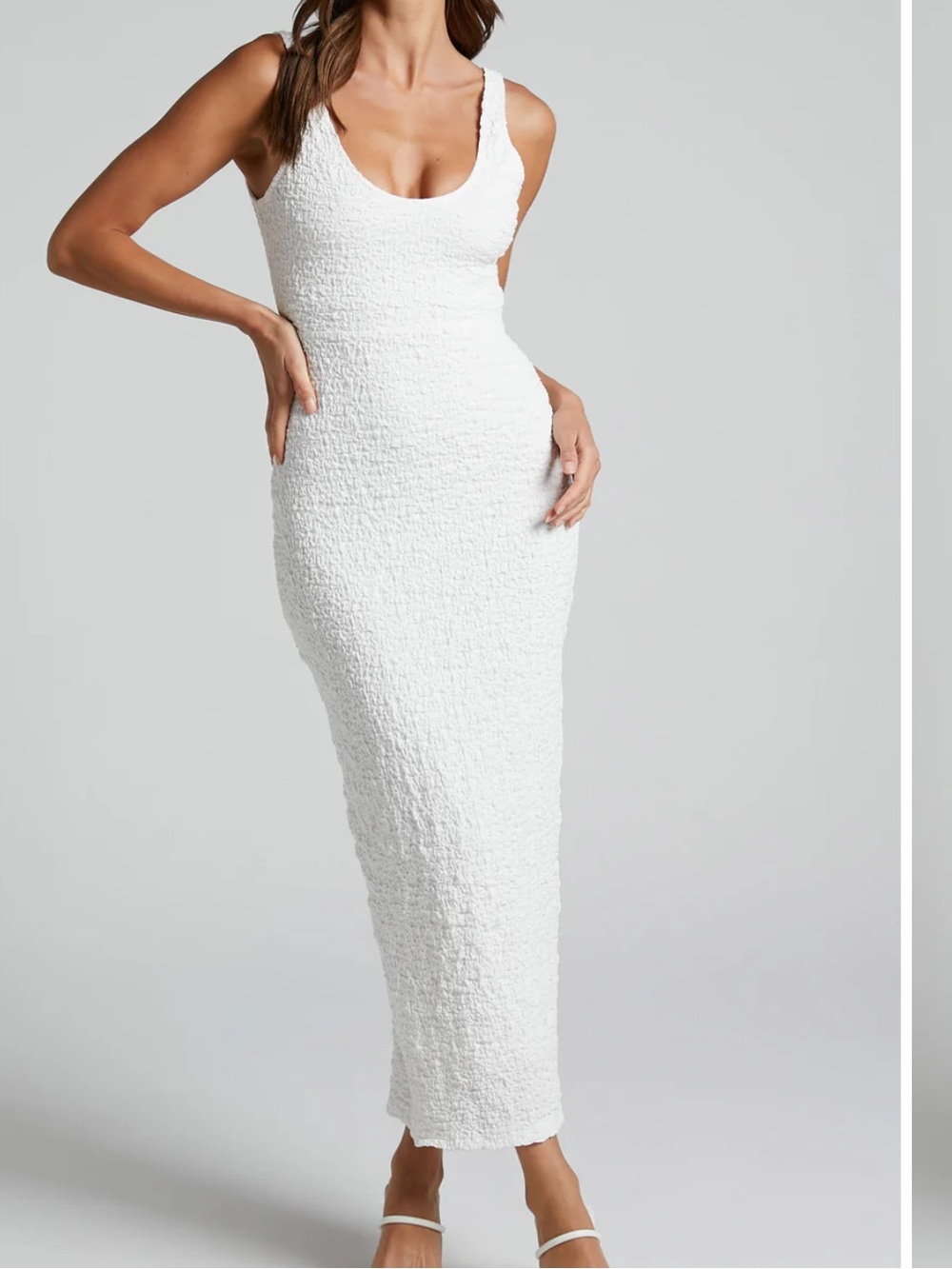 Showpo Novida White Textured Midi Dress